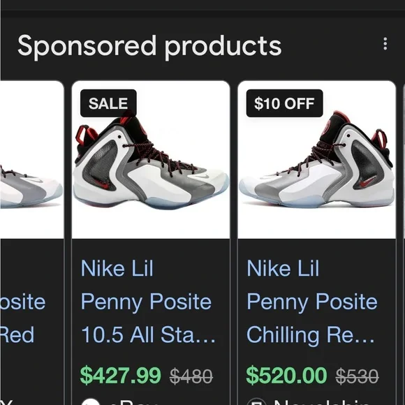 Nike Lil Penny Posite Sneakers White Gray Red 9.5 Mens - Picture 5 of 14